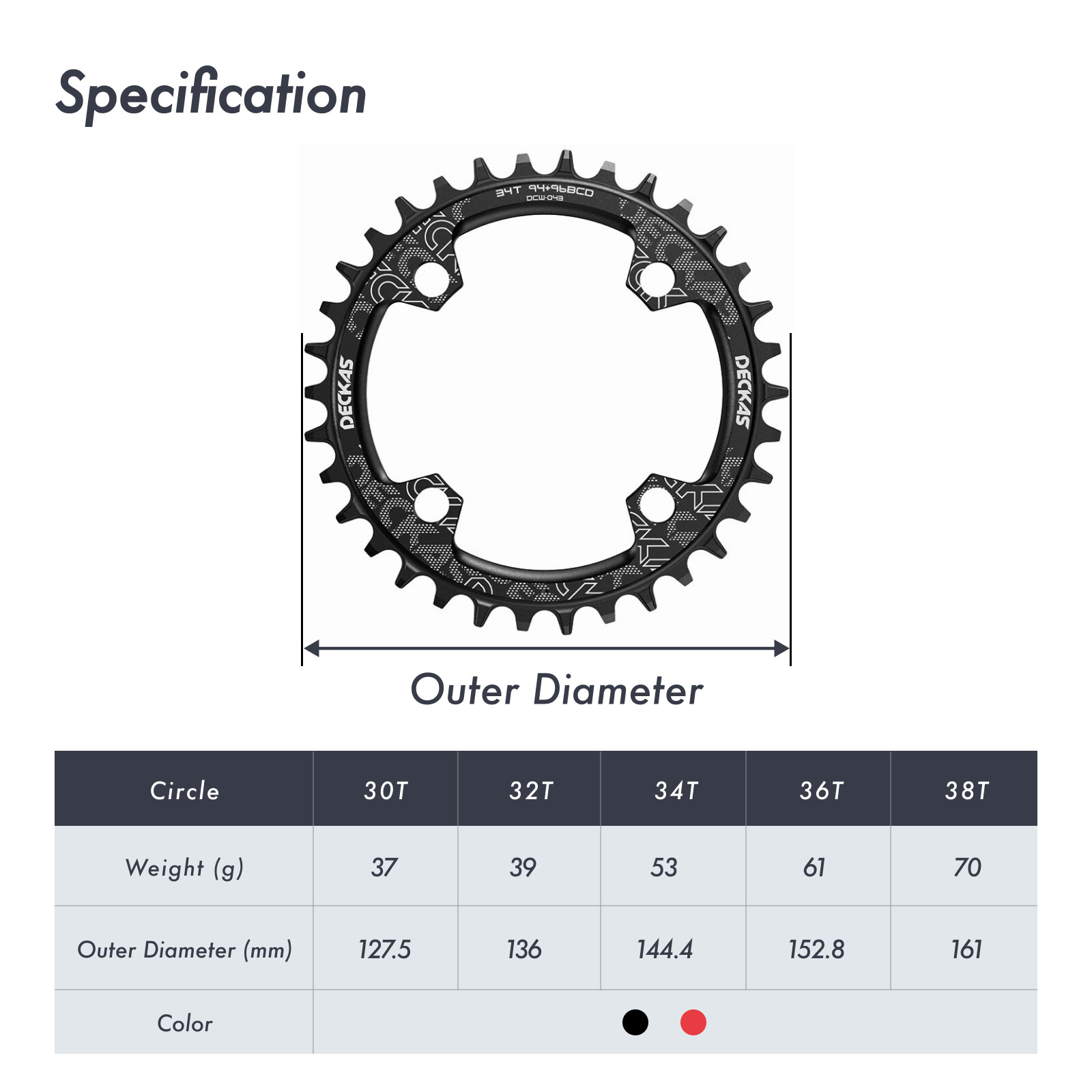 Deckas Chainring 96BCD Round Oval 32t-38t MTB Bike Road M4000 M4050 NX GX Alivio