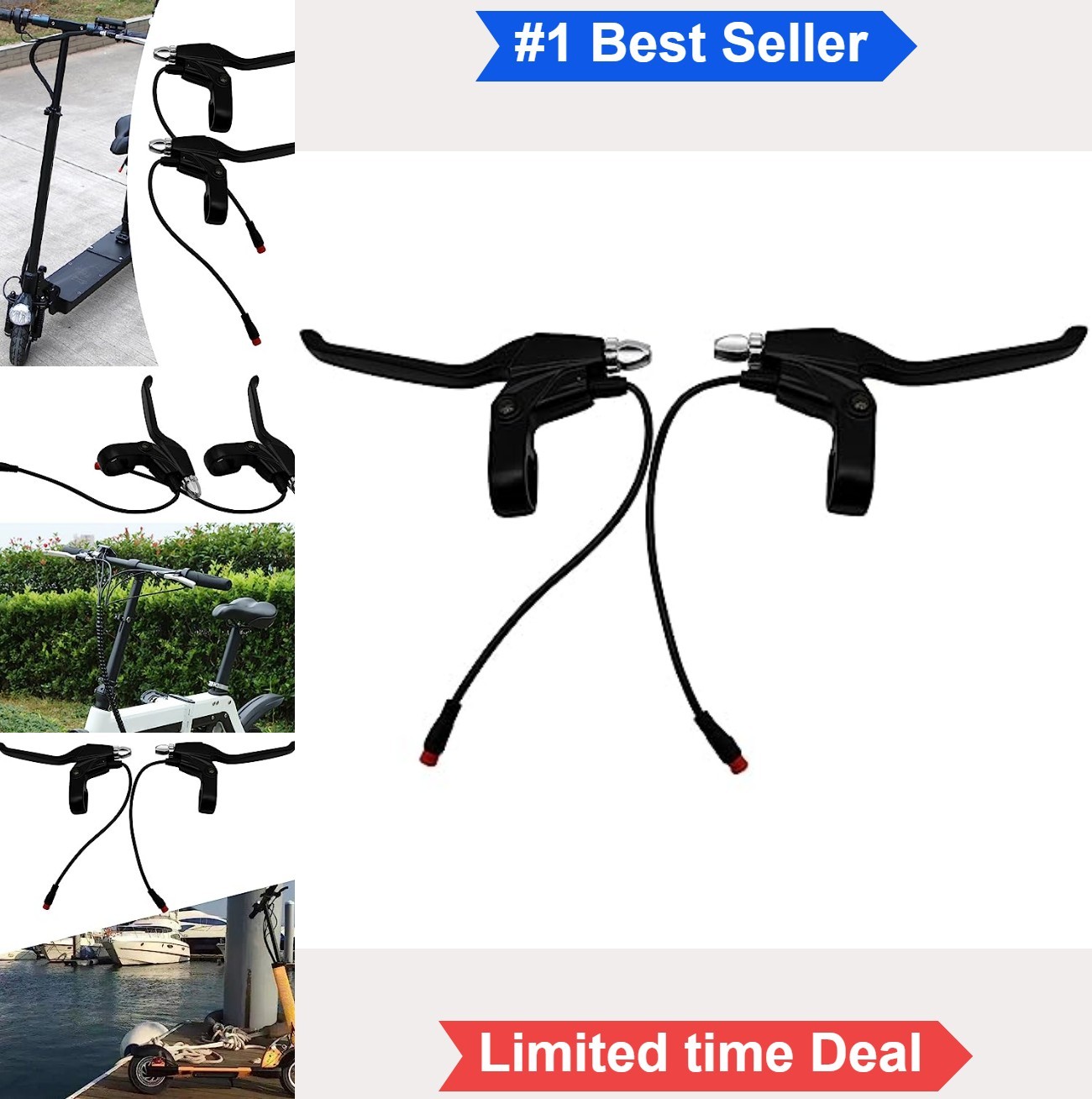 Brake Lever Pair Power Off Handle 2 Pin M8 Male Waterproof E-Bike Scooter