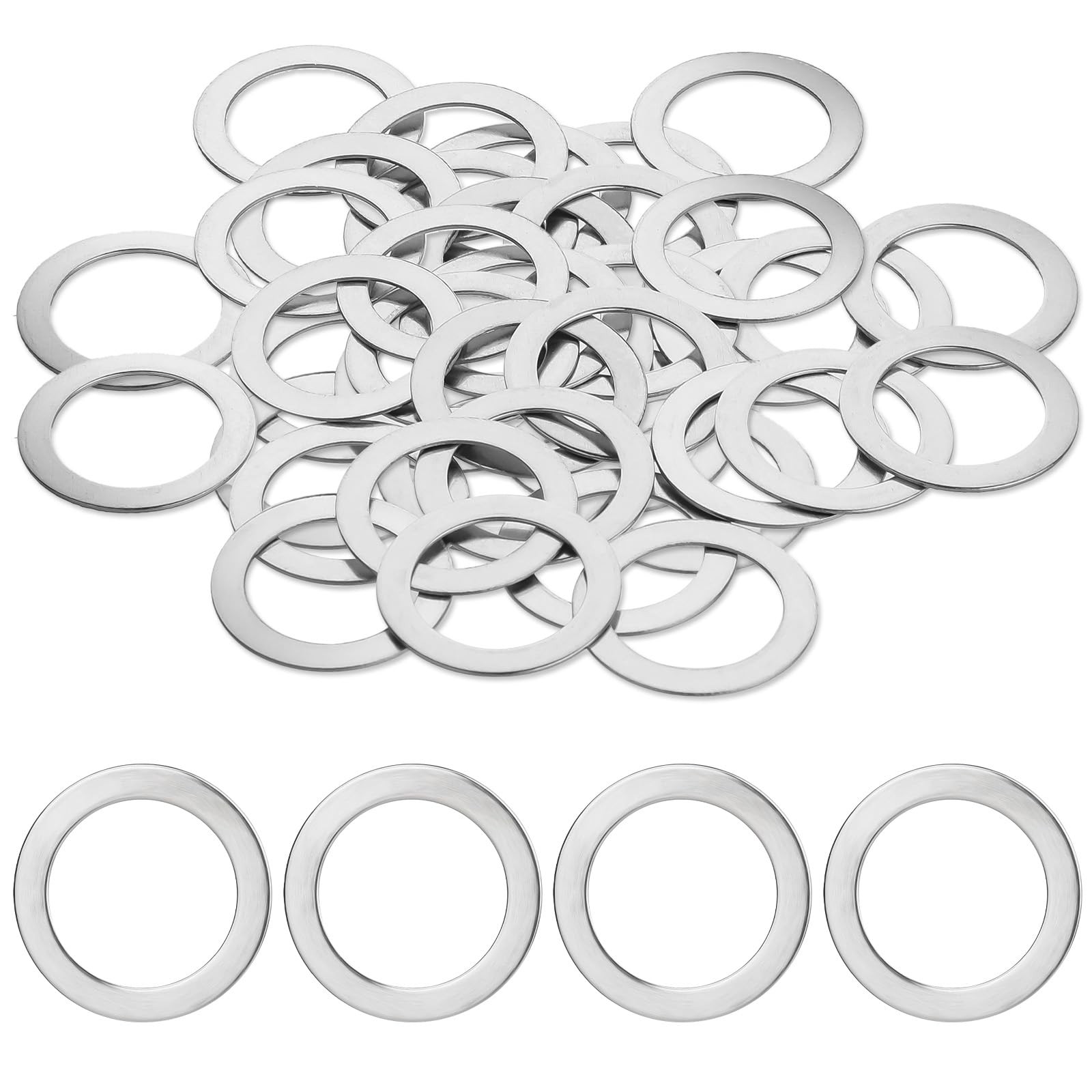 JJUNW 20PCS Pedal Washers Spacers, 9/16” Road Bike 0.59inch×0.79inch, Silver