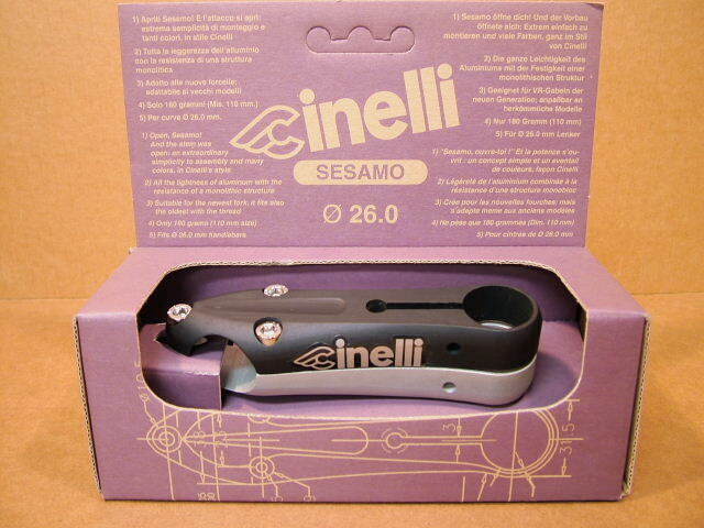 New-Old-Stock Cinelli Sesamo Stem…Black/Silver Finish w/Silver Decals (100 mm)