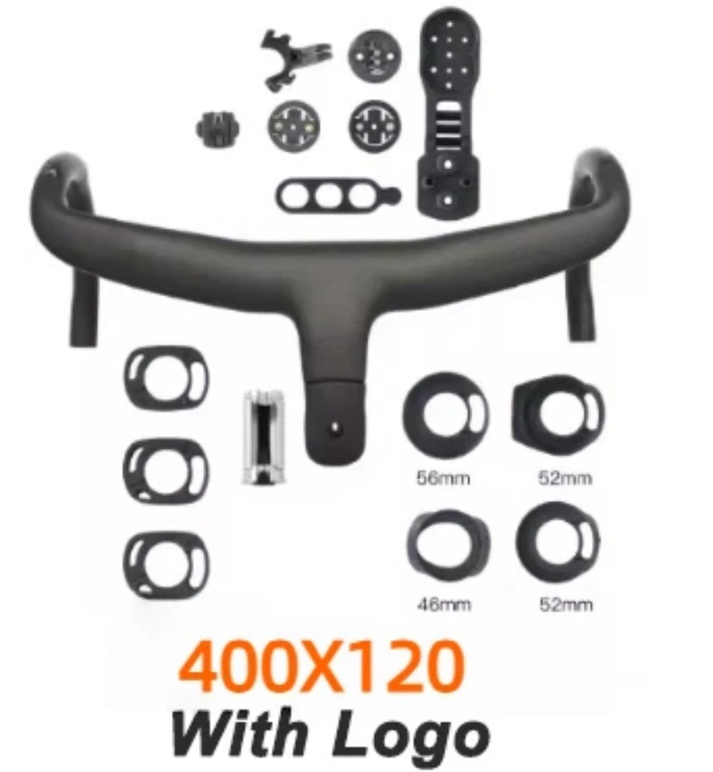 Carbon Fiber Road Bike Integrated Handlebar 400mm 420mm 440mm Computer Mount