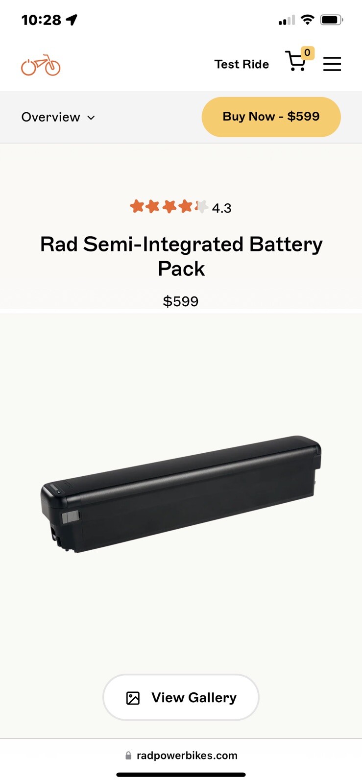 BRAND NEW! Rad Power Bikes Lithium Ion 48V 14ah Semi Integrated Battery
