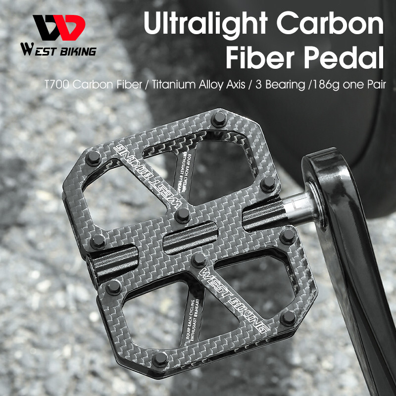 Bike Pedals Ultralight T700 Carbon Fiber Titanium Axle 3 Bearings Bicycle Pedals