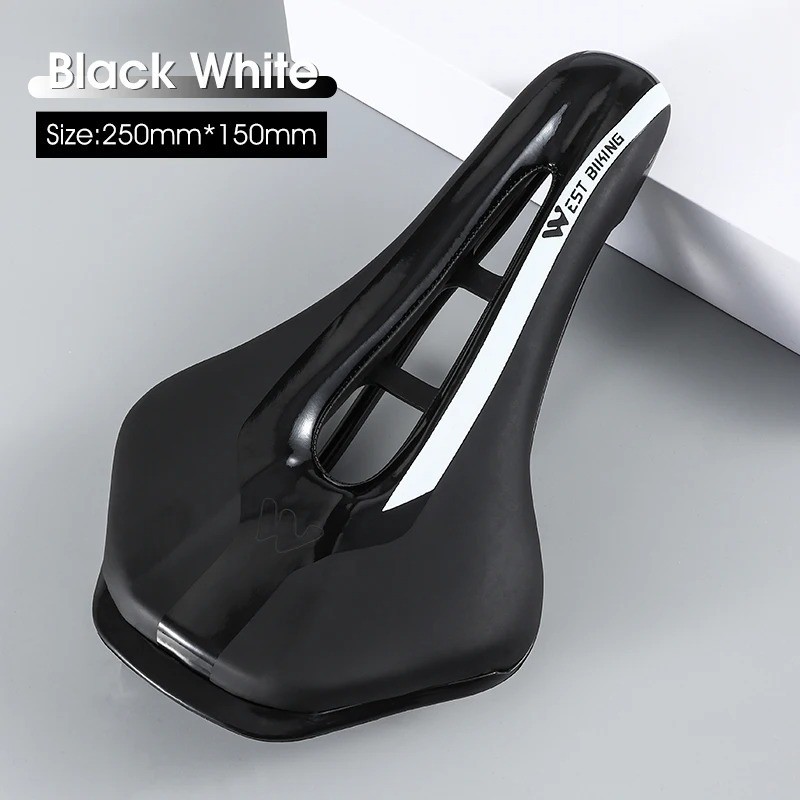 Road Bike Saddle Short Nose Hollow Ergonomic PU Leather Cushion Seat 340g
