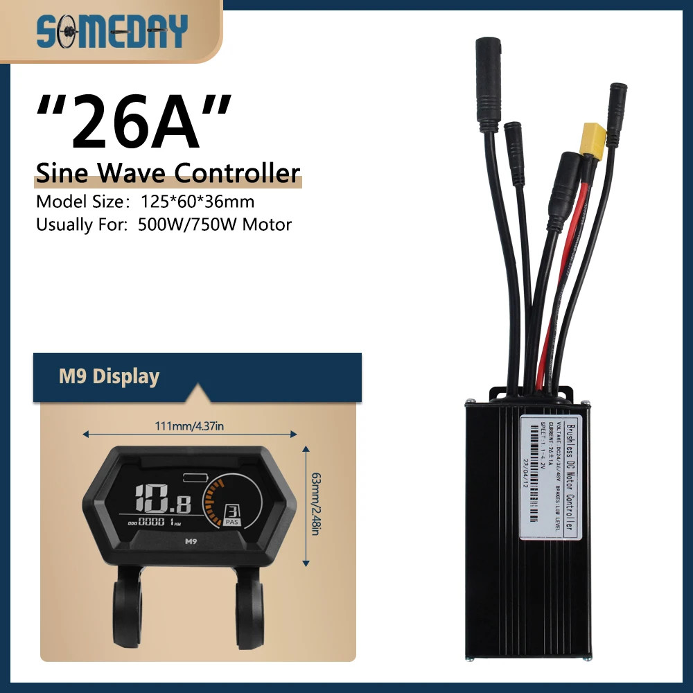 E-bike 26A Waterproof Three Mode Sinewave Controller 24V/36V/48V with Display