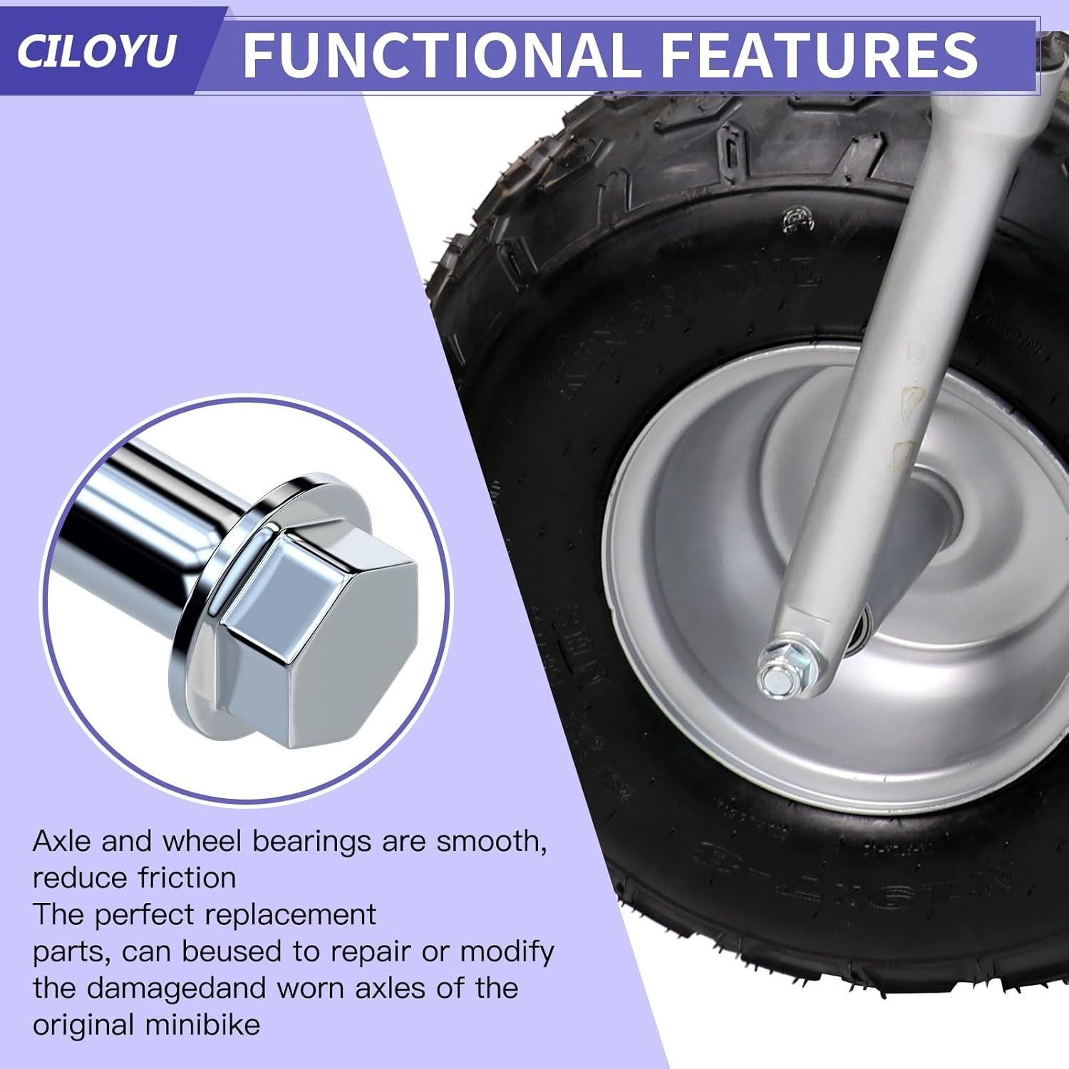 14Mm 285Mm Rear Axle Kit with 300Mm Mini Bike Front Axle Nut Compatible with Col