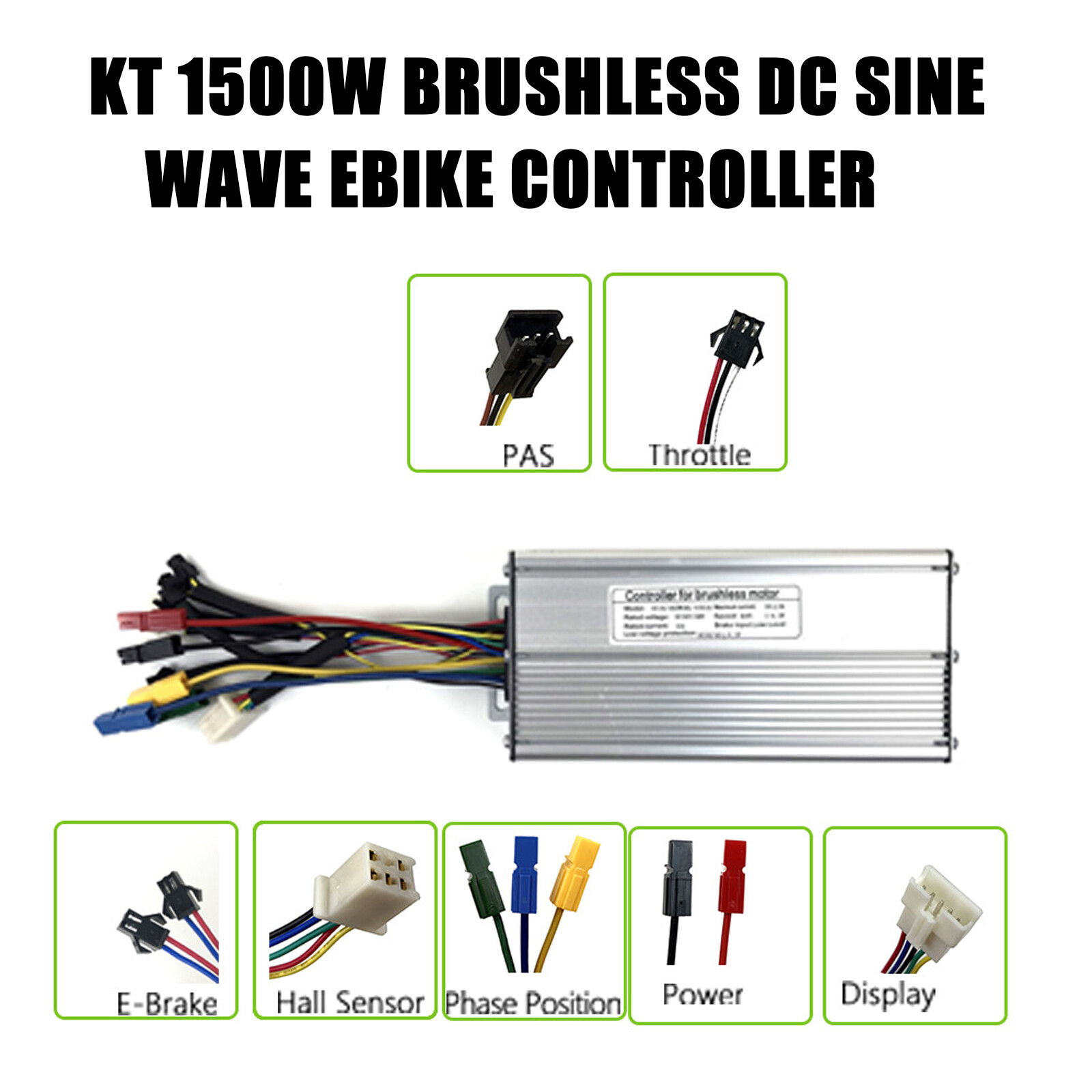 KT 30A DC 36V 48V 1500W Brushless DC Sine Wave For Ebike Controller Regenerative