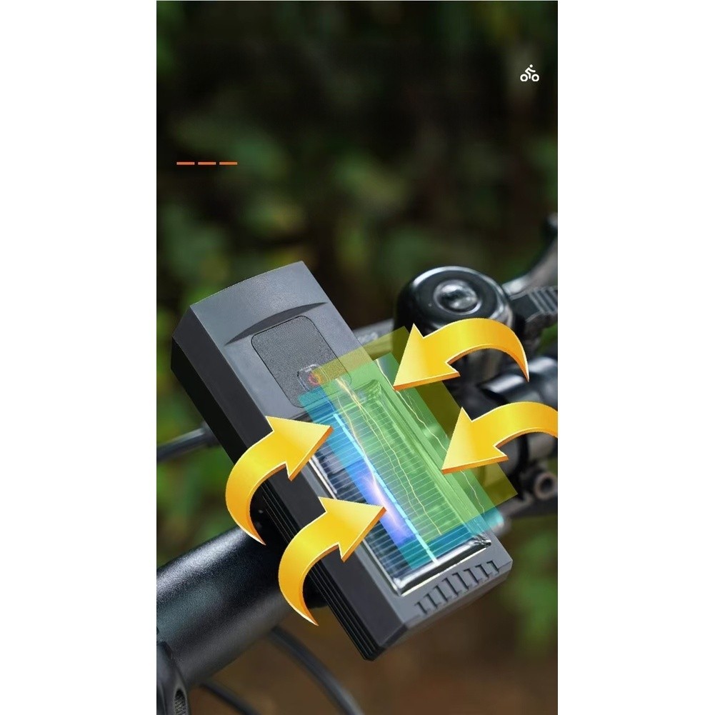 Bicycle Front Light Solar USB Rechargeable Smart Display For battery Level