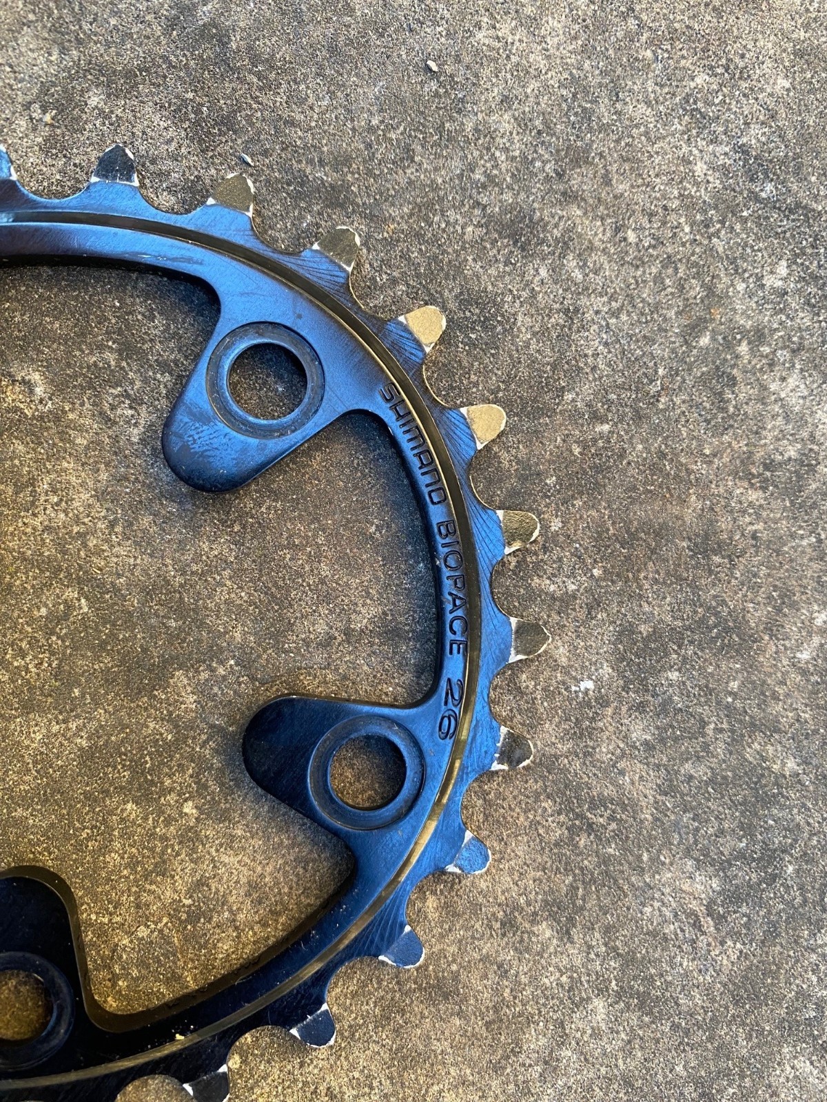 Vintage Black Shimano Deore XT HP Biopace 46/36/26 MTB Chainrings 110BCD