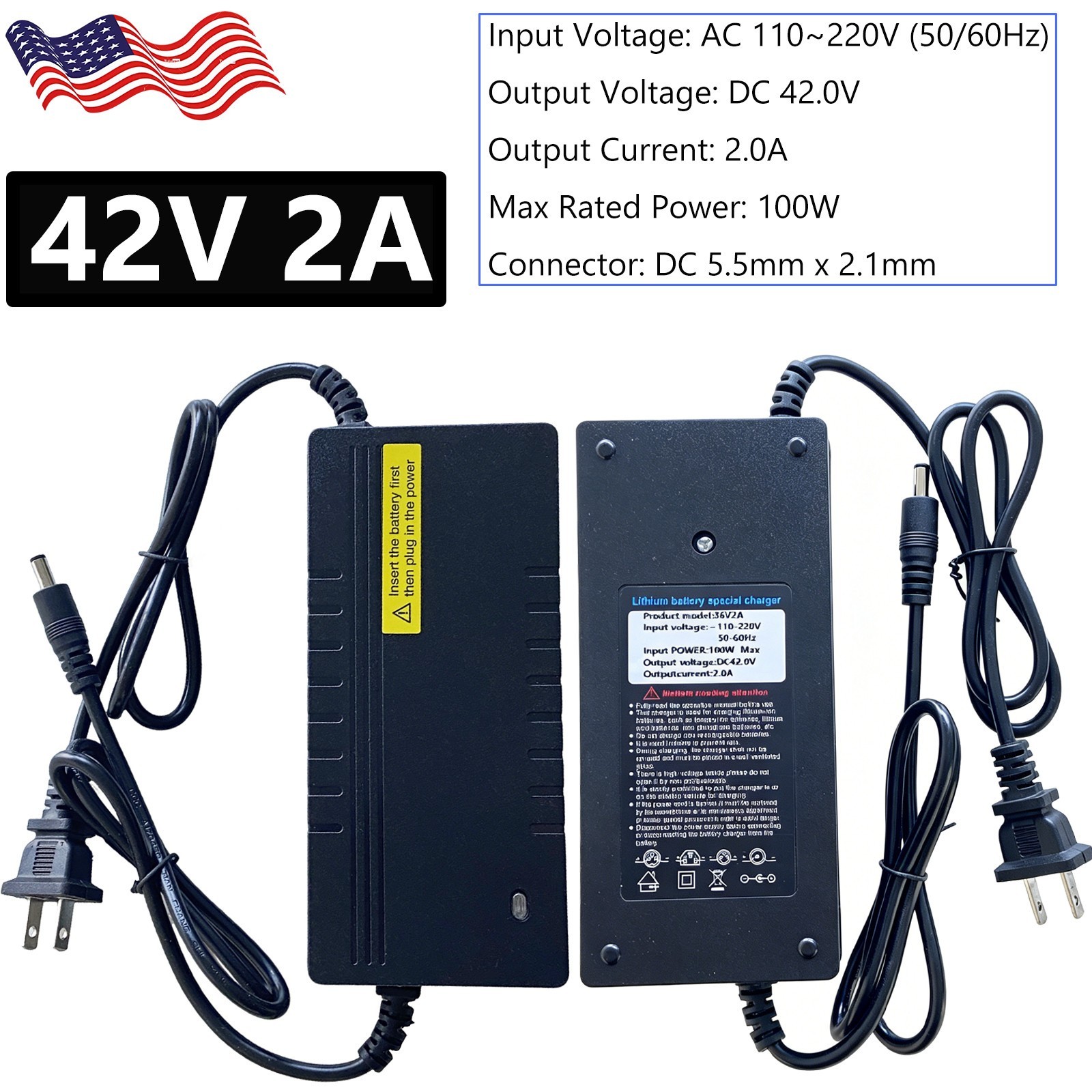 42V/54.6V Smart Battery Charger 2A/5A For Electric Bicycle Lithium Liion Battery