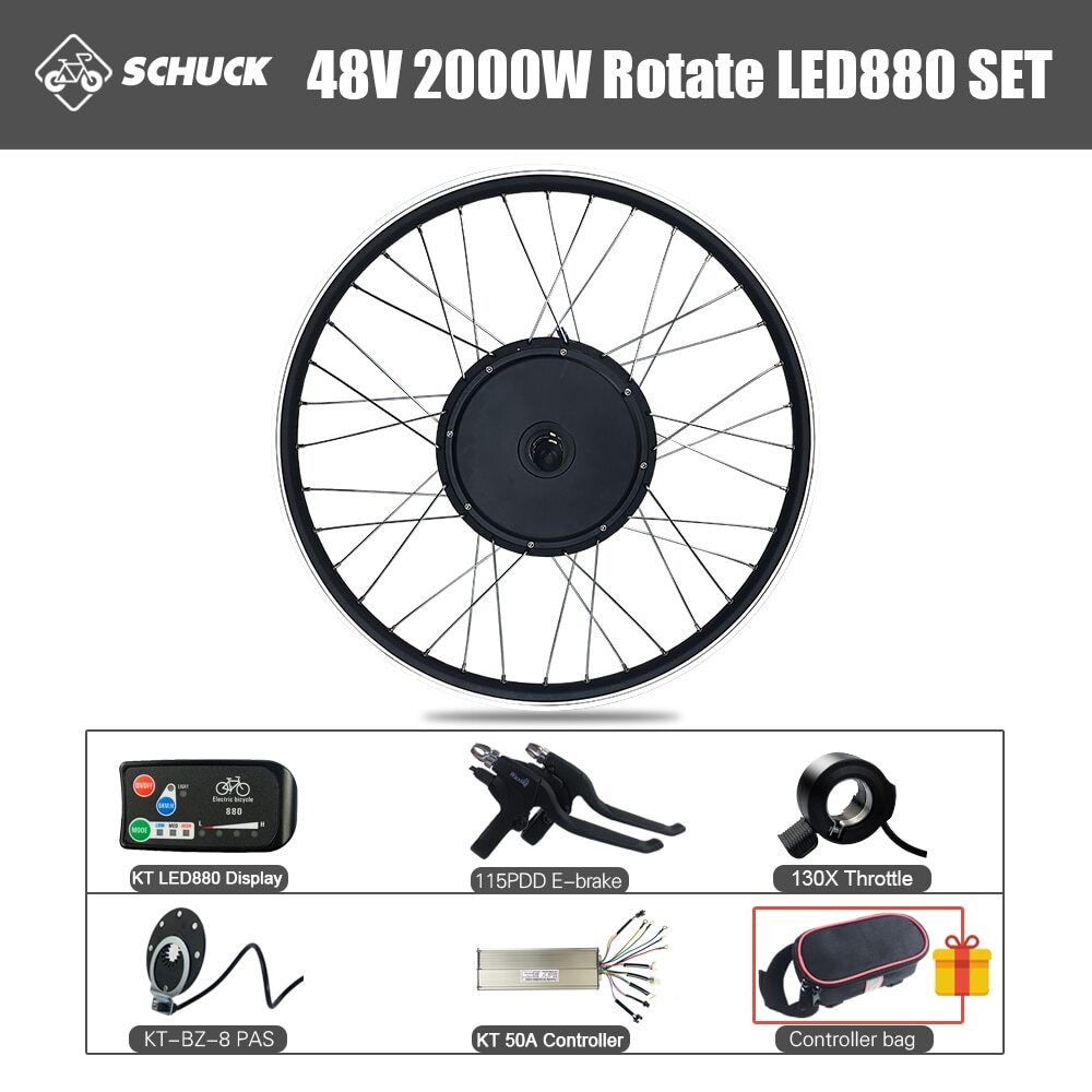 48V 2000W Ebike Rear Rotate Gearless Motor Conversion Kit 50A Controller Display