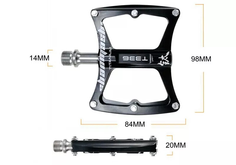 SMS Ultralight 9/16″ Titanium Flat Bicycle Pedals MTB Road Bike Pedals 3 Bearing