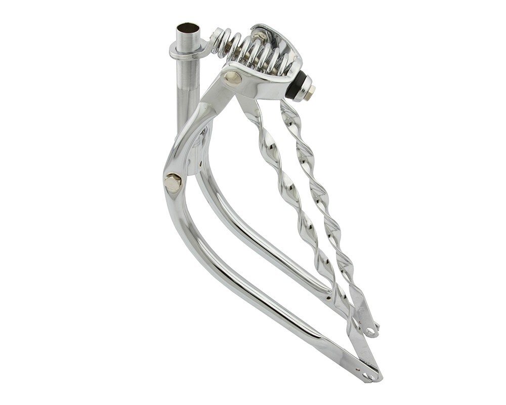 20″ Bicycle F&R ORIGINAL LOWRIDER Bent Springer Fork 1″ W/Twisted Bars Chrome