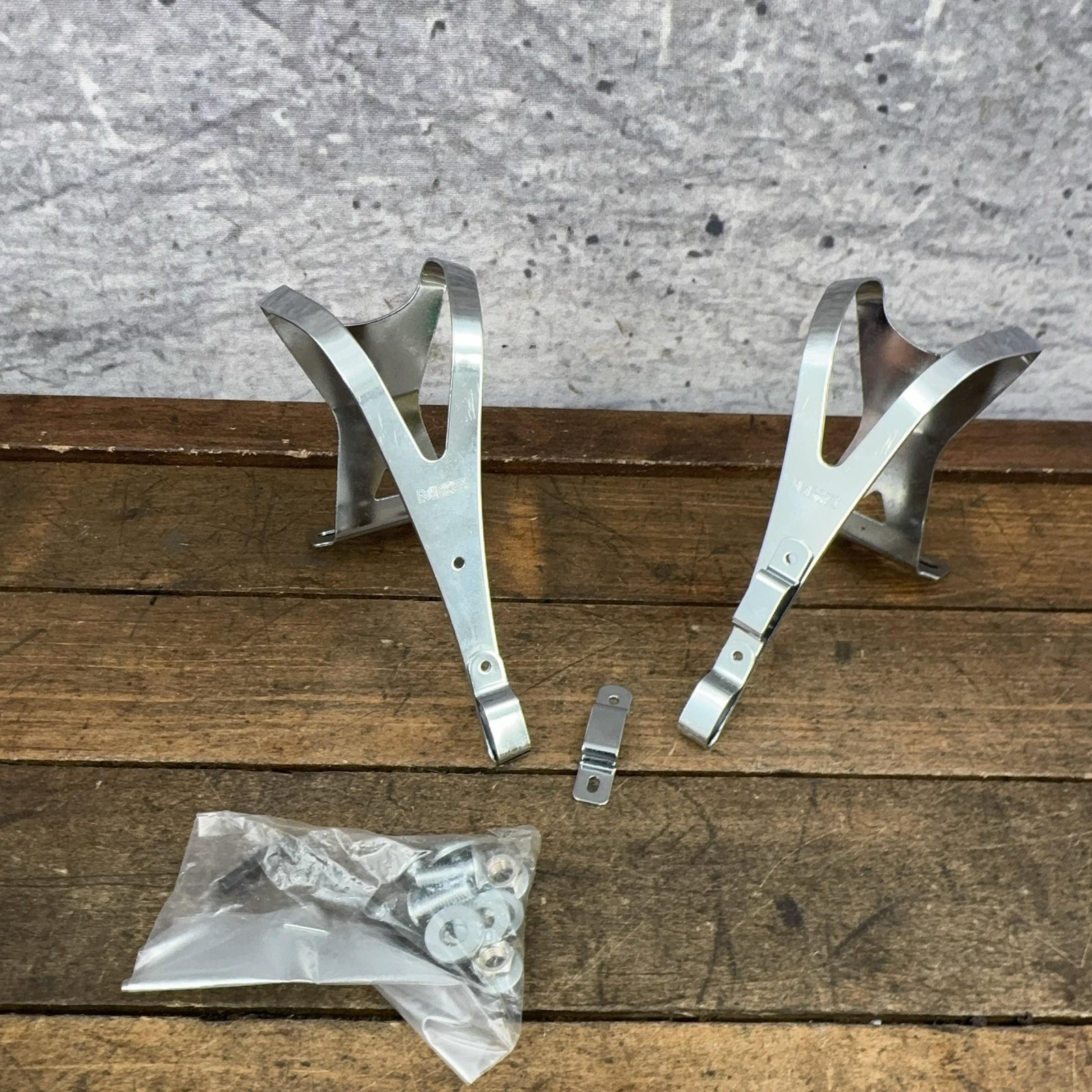 Vintage MKS Toe Clips Silver LL Deep NOS Pair Road Track Bike Pedal Steel Japan
