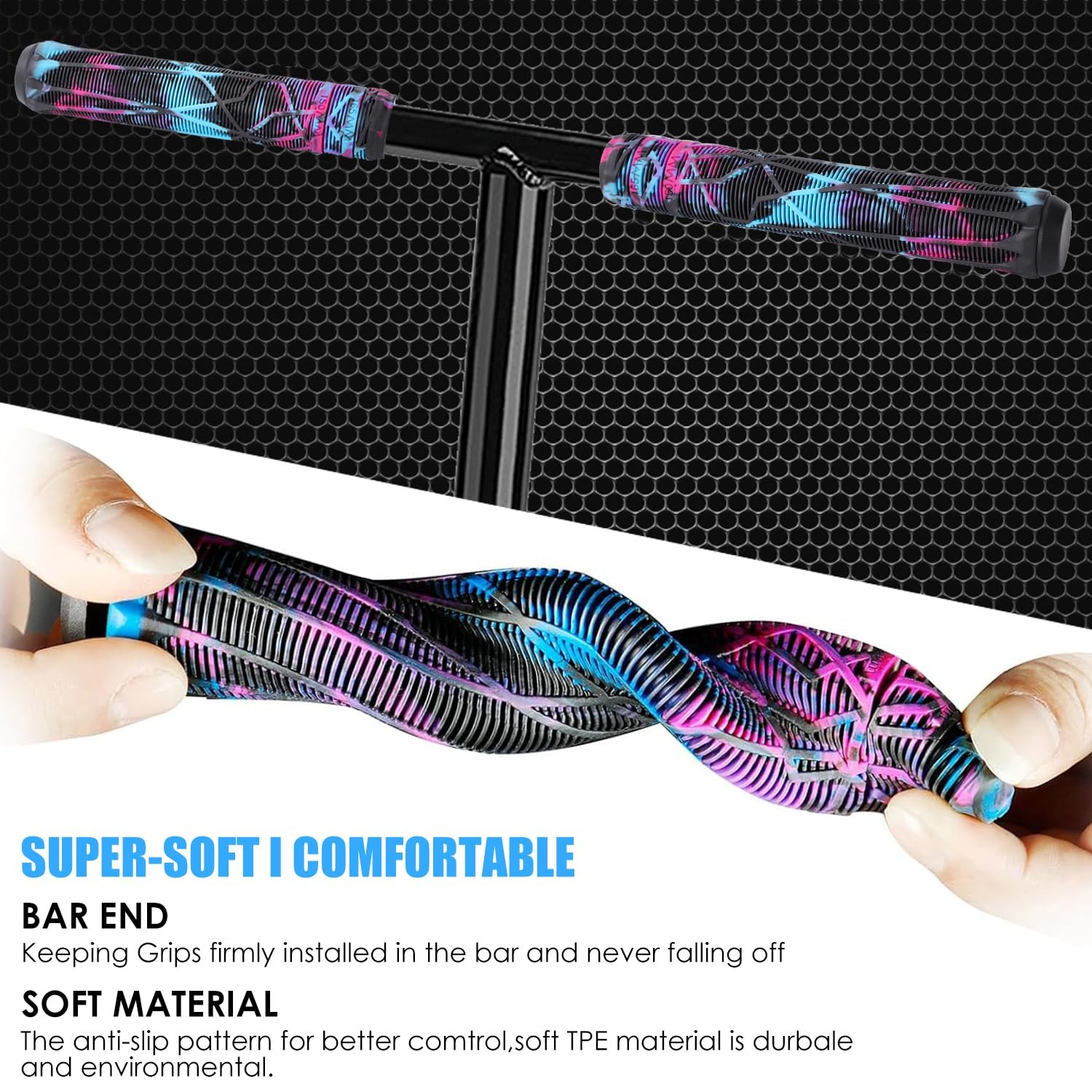 Scooter Grips – Mixed Color MTB & BMX Handlebar Grips | 150/165/180mm with Ea…