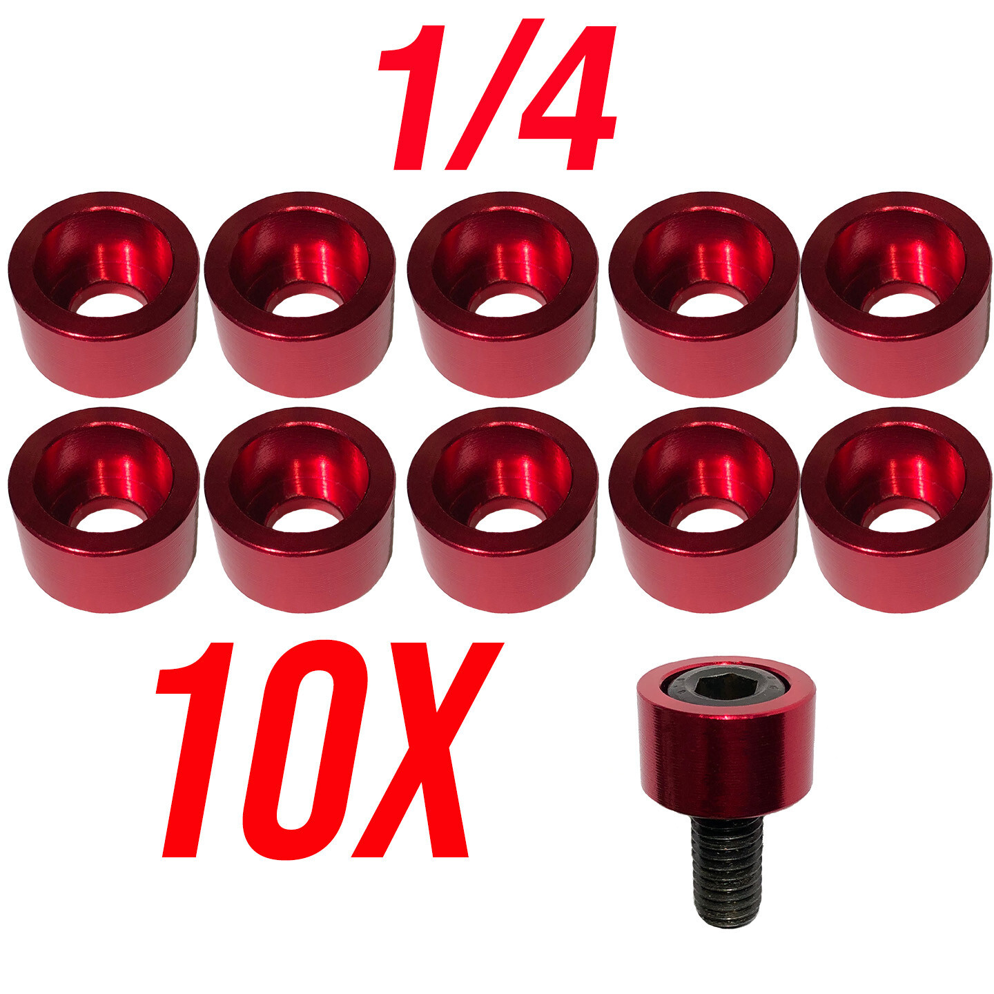 Allen Head Bolt Cup Washers Engine Dress UP Hex 10X Red Blue 1/4″ 5/16″ 3/8″