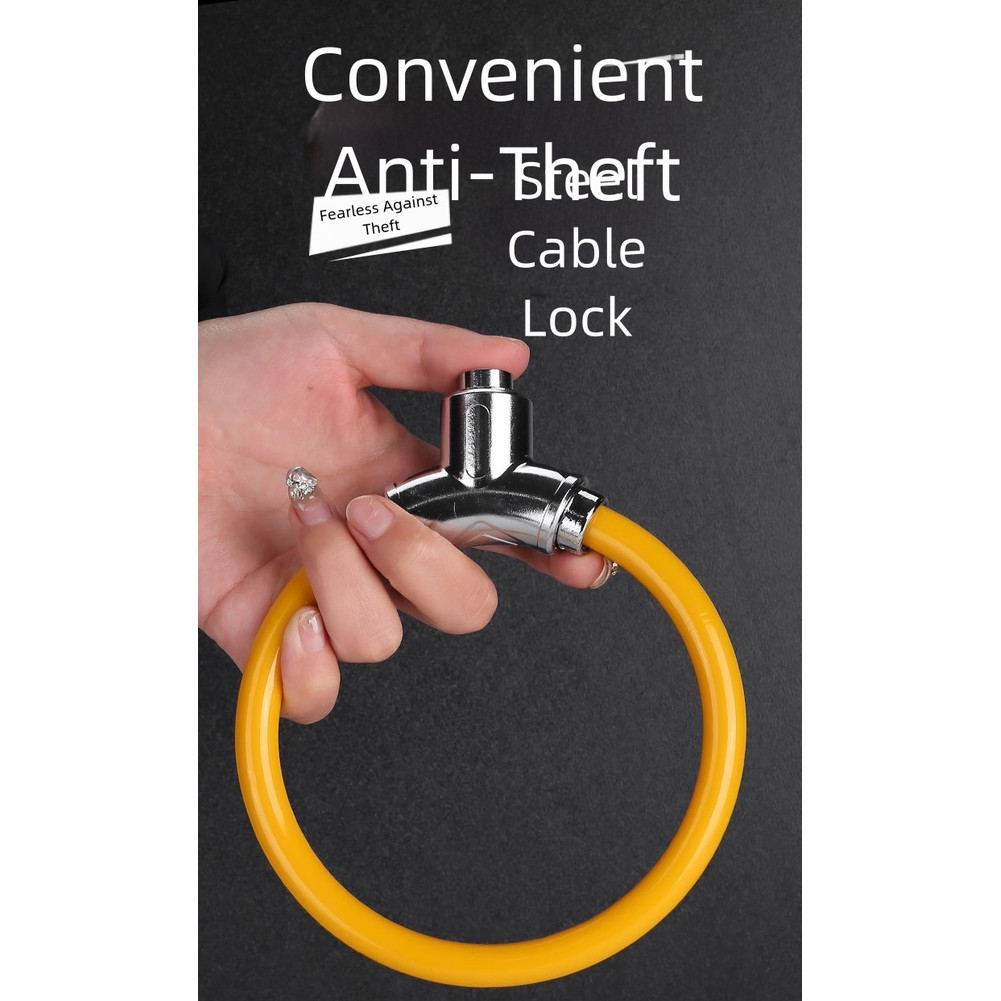 Anti Theft Bicycle Lock with Zinc Alloy Key and Thick Steel Cable for Security