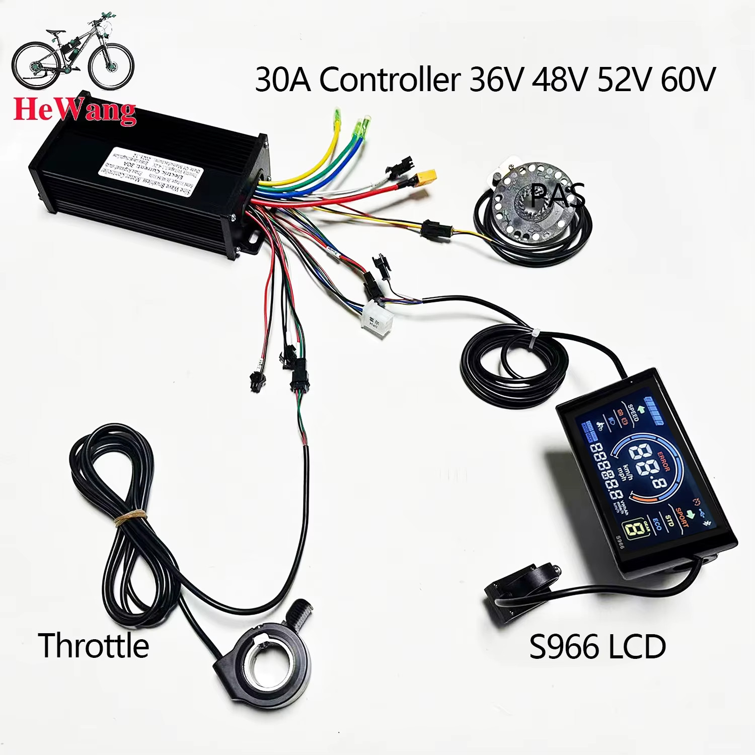 1000W-2000W 30A/40A sine wave controller with S966 LCD PAS and Throttle，36V 48V