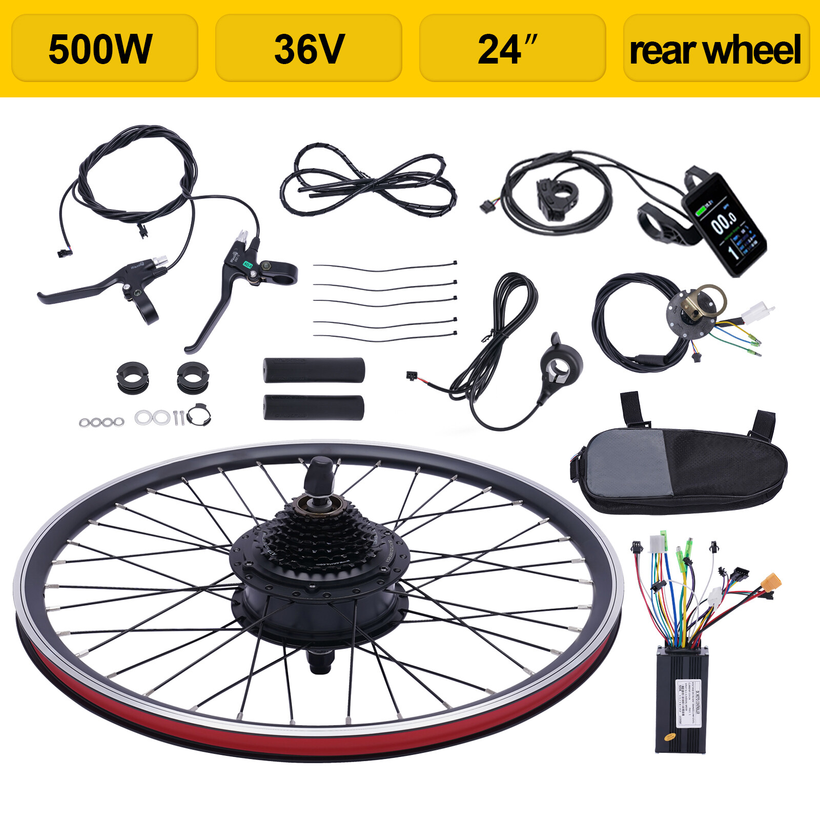 24 inch E-Bike Conversion Kit 36V 500W Electric Bicycle Rear Wheel Motor Hub Set