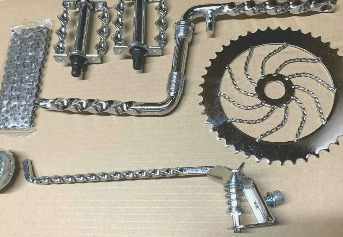 VINTAGE LOWRIDER CRANK PACKAGE CHROME 6 FOR 26″ BEACH CRUISER/LOWRIDER BICYCLES.