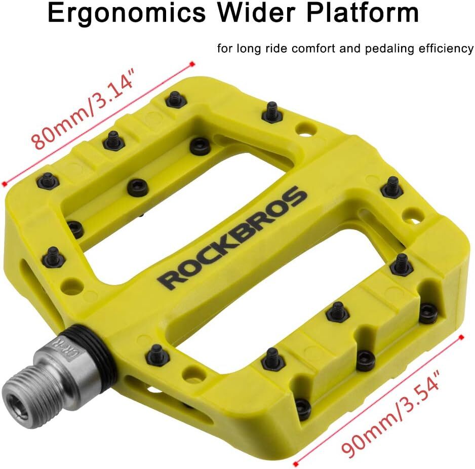 ROCKBROS MTB Road Bike Nylon Pedals Lightweight Widen 9/16″ DU Bearing Pedals