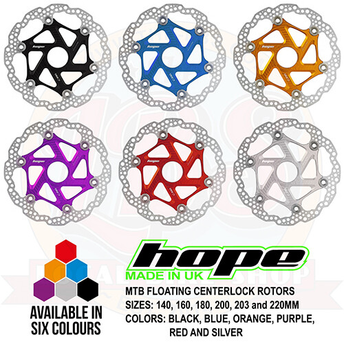 Hope Centerlock MTB Floating Disc Rotor – All Colors and Sizes – Brand New