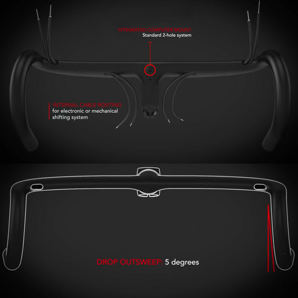 Full Carbon Integrated Handlebar with Stem Road Bike Drop Bar 28.6*400/420/440mm