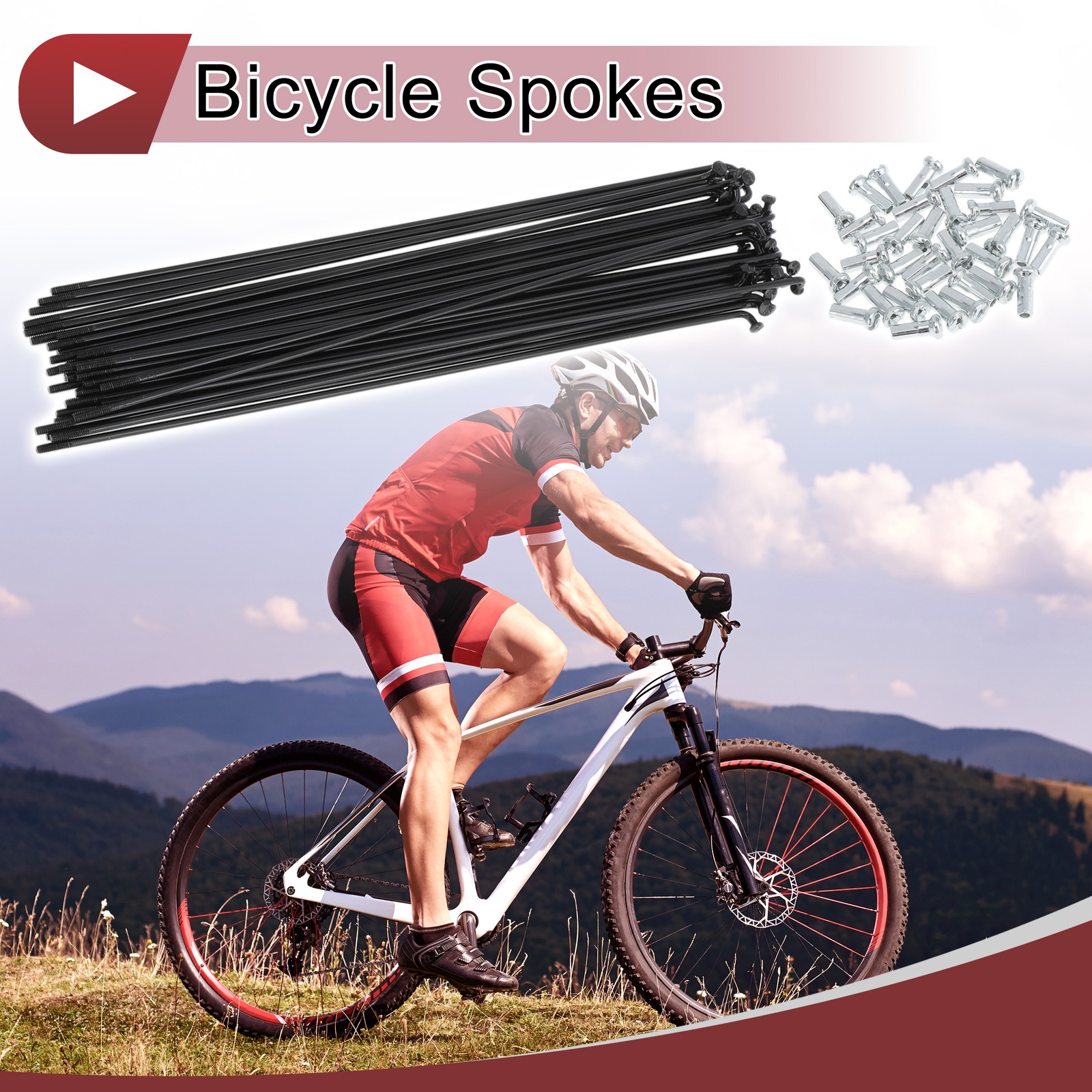 36 spokes 14G 185mm for bike carbon steel black