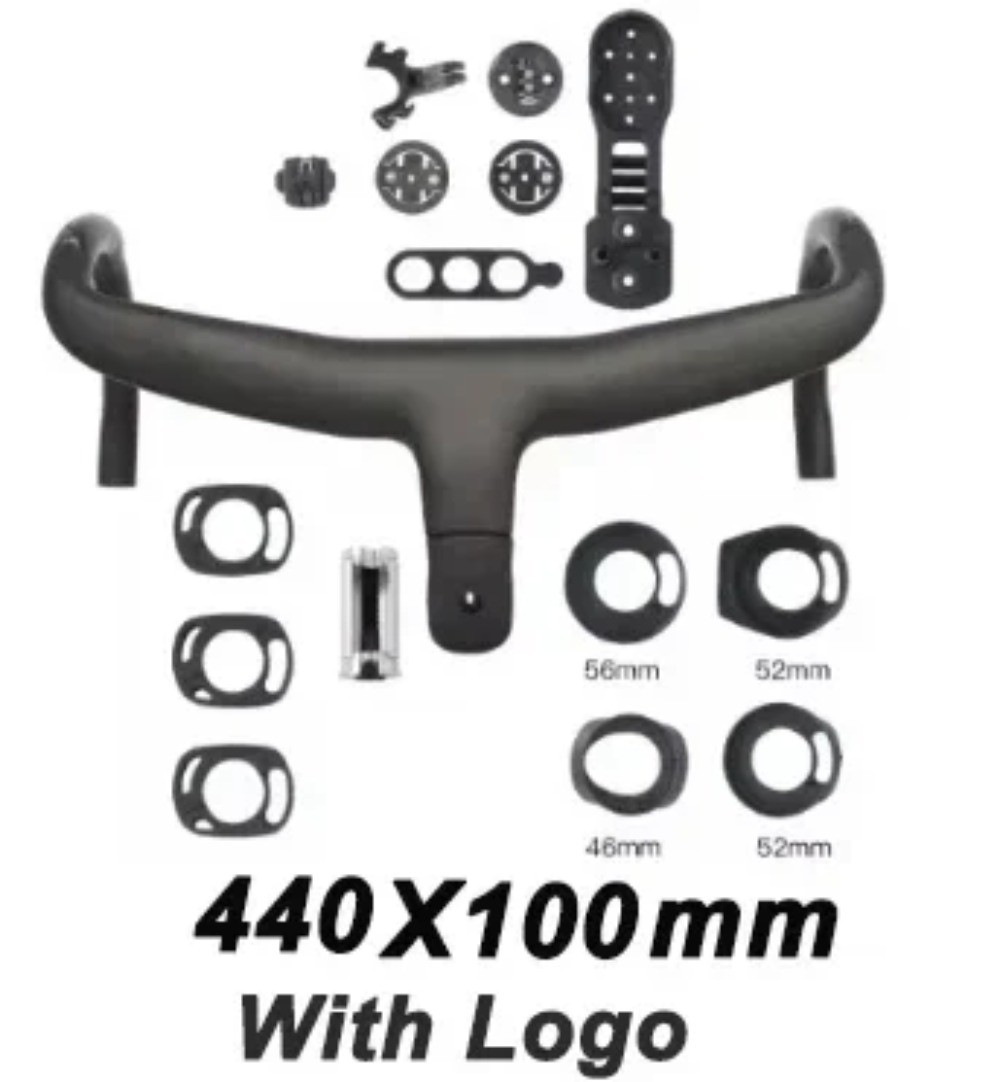 Carbon Fiber Road Bike Integrated Handlebar 400mm 420mm 440mm Computer Mount