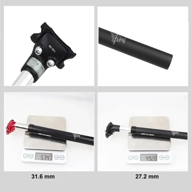 ZOOM Bicycle Suspension Seat Post 27.2/28.6/30.0/30.4/30.8/31.6/33.9*350MM MTB S