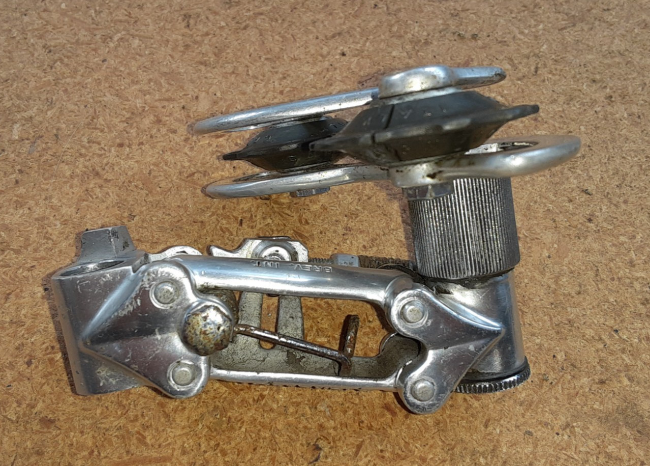 Used Vintage Campagnolo Nuovo Record Rear Derailleur, Pat. 1972 with bolt