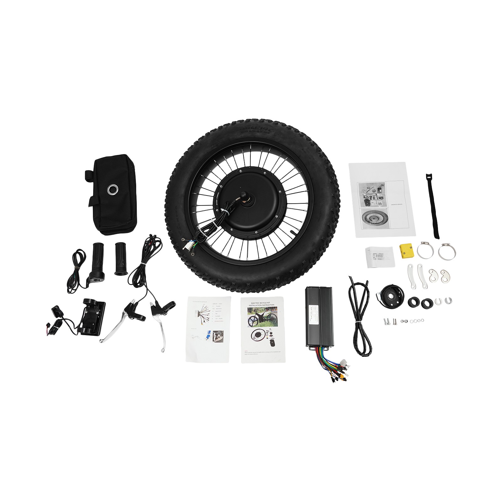 Front Wheel Bicycle Conversion Kit, 20″ E-bike Front Motor DC 48V 1500W LCD