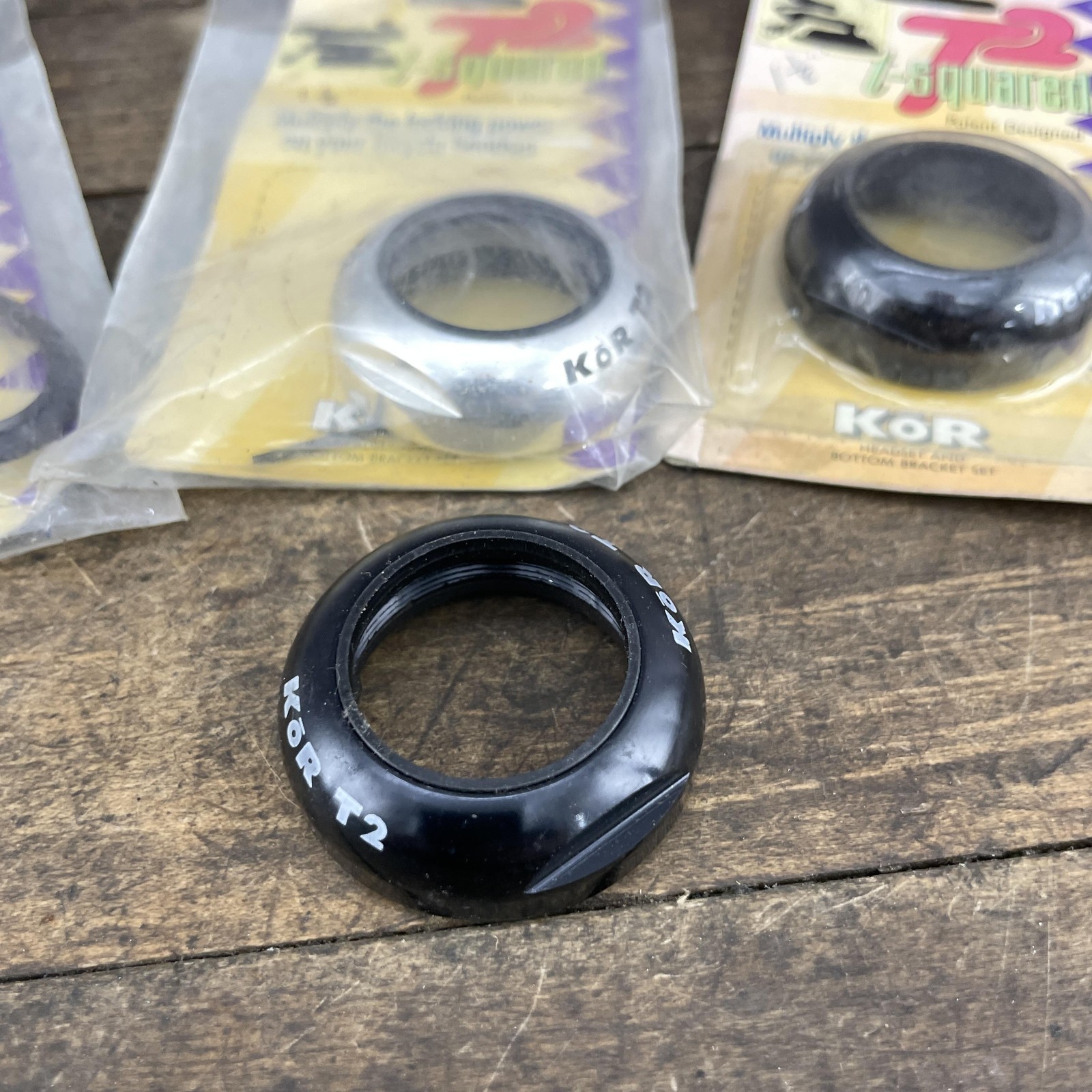 Vintage KOR T2 T-Squared 1 1/8″ Bicycle Headset Lock Threaded Set Lot MTB