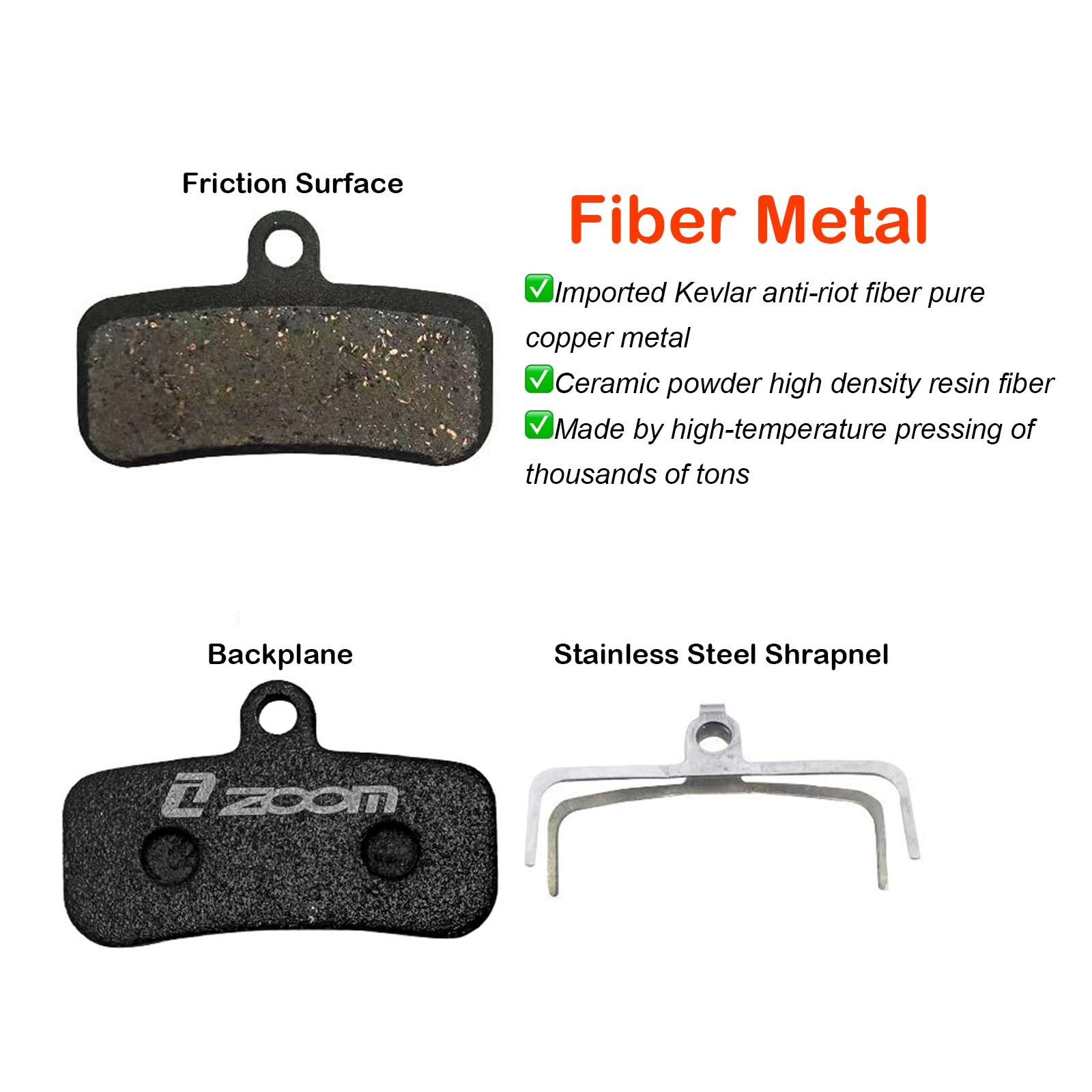 Zoom 4-Pistons Pads Semi-Metallic Brake Pads Compatible with Zoom HB876E XTR …