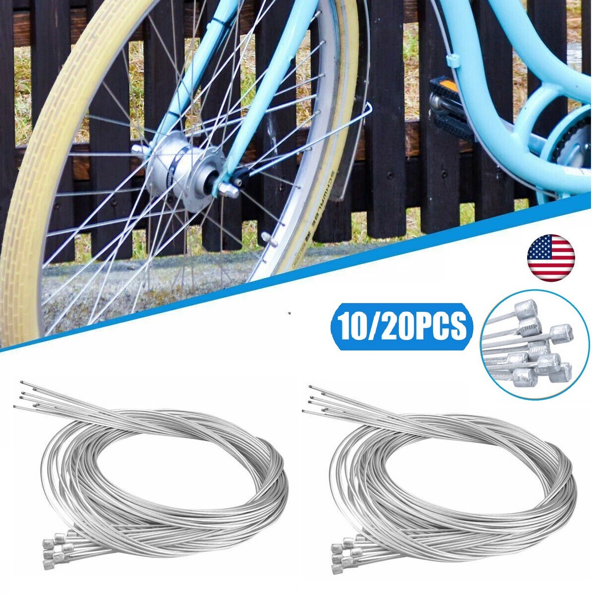 20× Bicycle Bike Shift Cables Stainless Steel Shifter Front Rear Inner Wire 2M