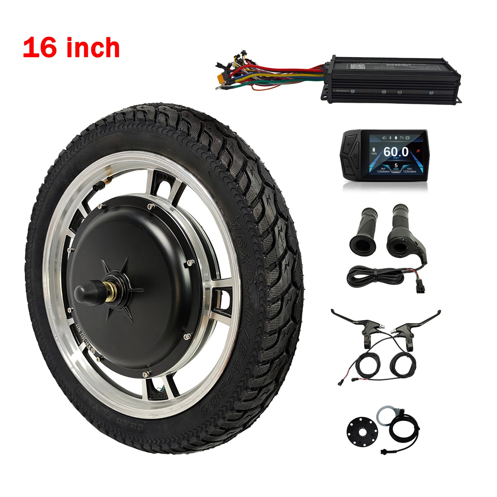 36V 48V 52V 1000W EBike Front or Rear Integral Wheel Conversion Kit 16″ 20″