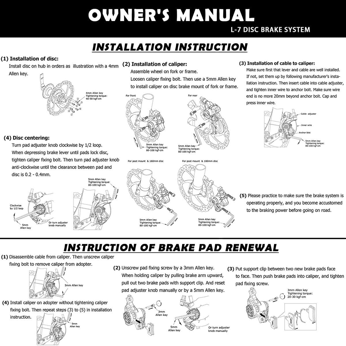 Bike Disc Brake Kit, Including Front and Rear Caliper, 160Mm Rotor