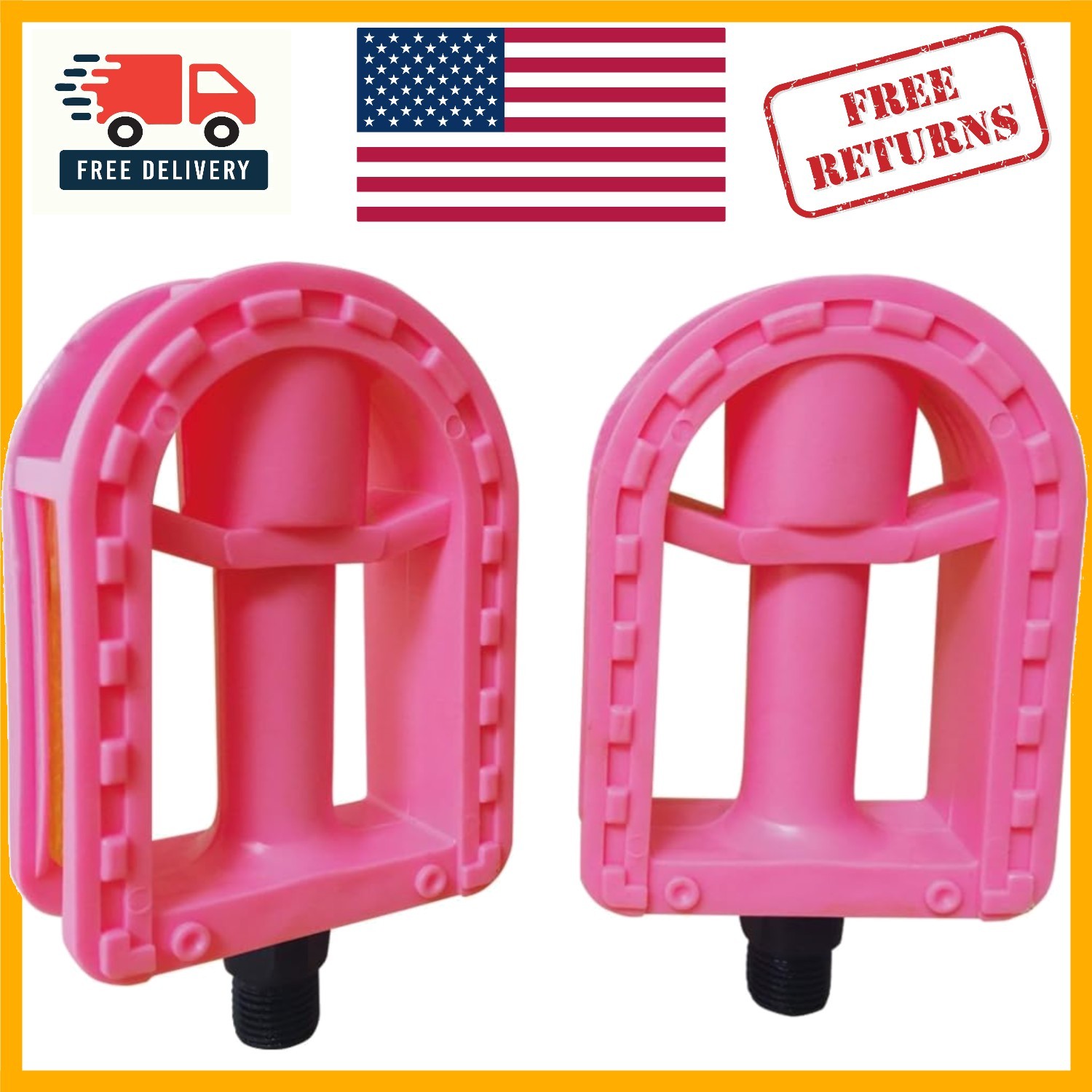 Kid’s 1/2-Inch Bike Pedals Pair in Pink & Blue – Designed for 12″ & 14″ Bikes