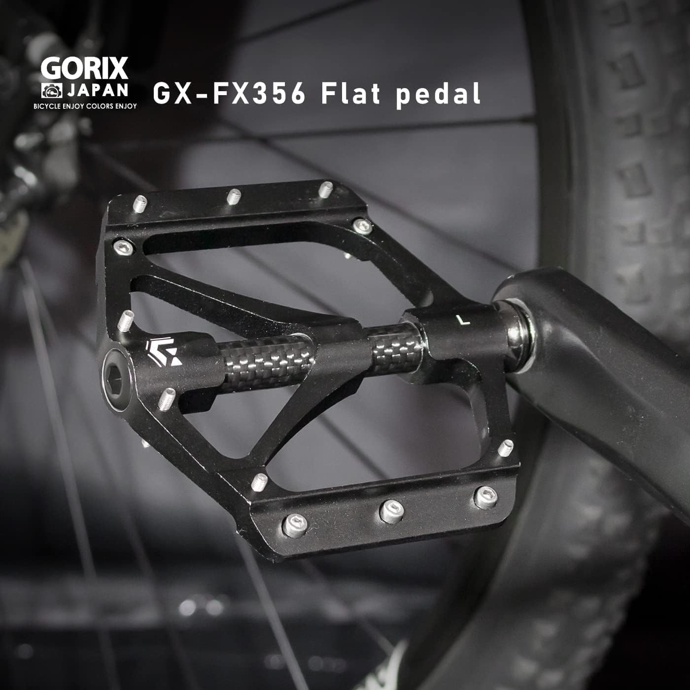 GORIX Bicycle Pedals, Flat Pedals, Lightweight, Carbon Fiber Center Tube Ax