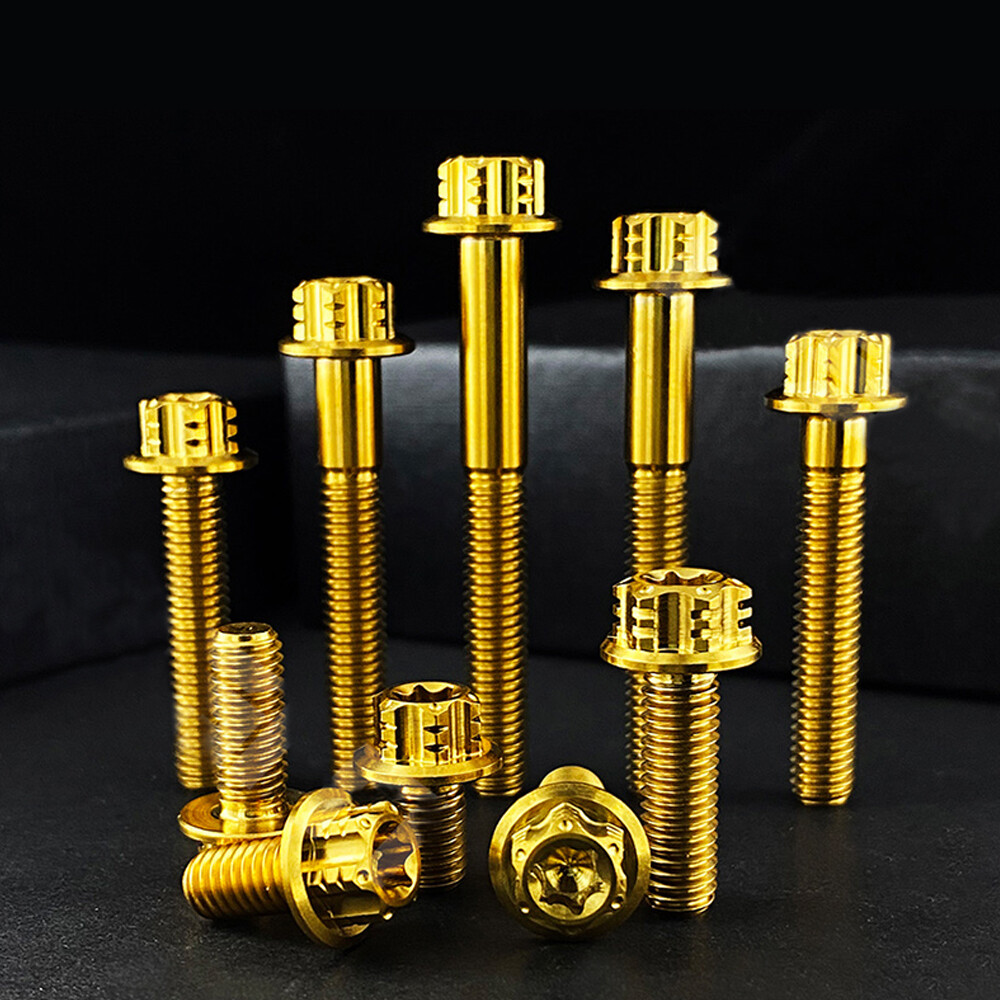 Grade 5 Titanium Screws M6 x 10/12/15/20/25/30-70mm (1.0mm) Flange Star Ti Bolts