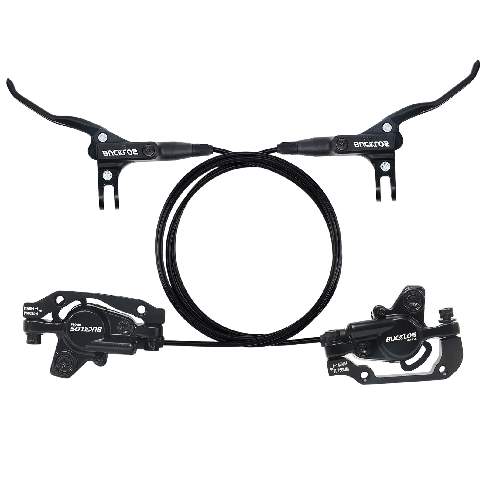 Front+Rear Hydraulic Disc Brake Set Levers 2-Piston Bicycle Oil Brake 800/1550mm