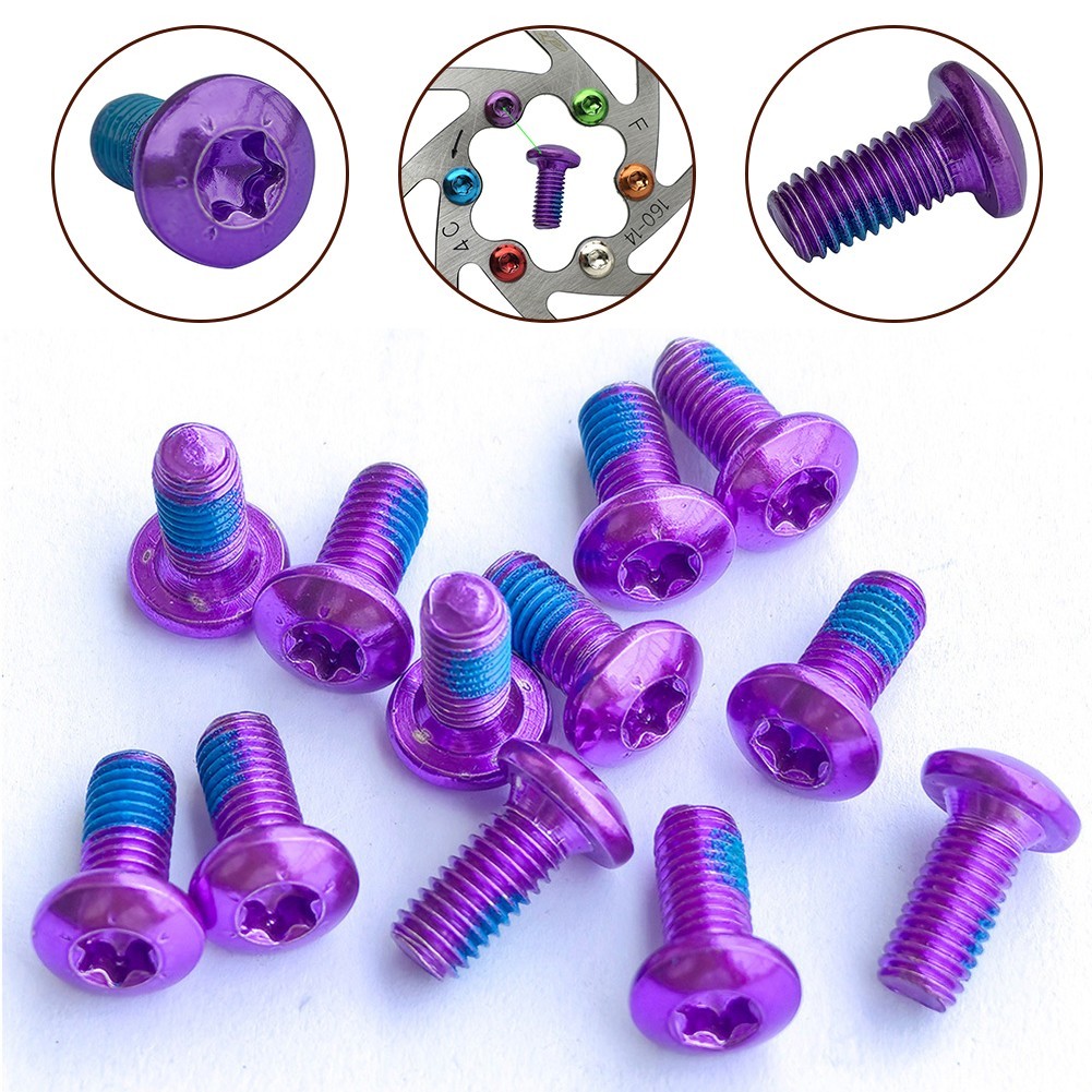 High Carbon Steel Purple T25 Screw Set for MTB Bike Disc Brake Rotors 12 Bolts