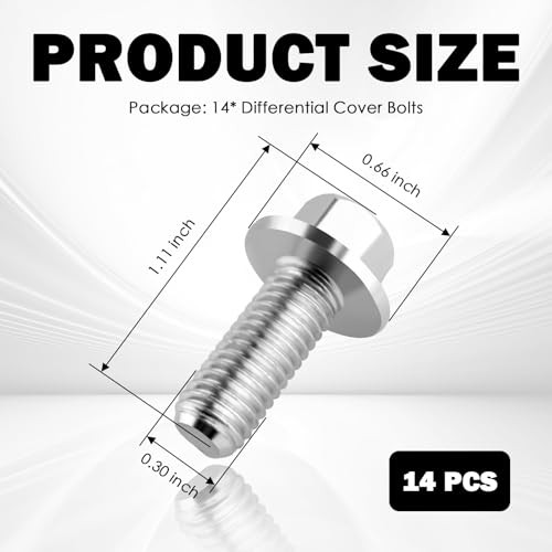 14PCS M8-1.25x20mm Rear Differential Cover Bolt,Bolts for Differentials Cover