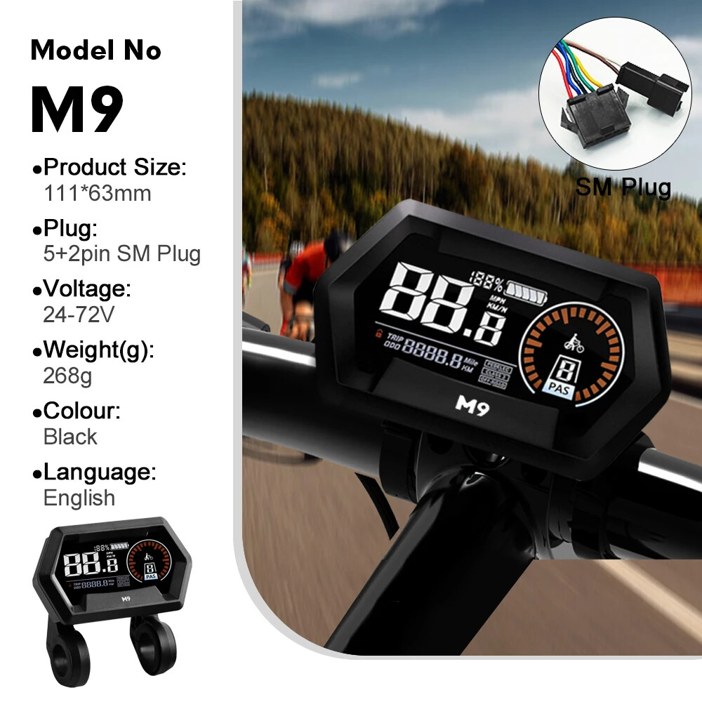 E-bike Display 24V 36V 48V 52V 60V 72V E-bike Colour SM/Waterproof Plug Display