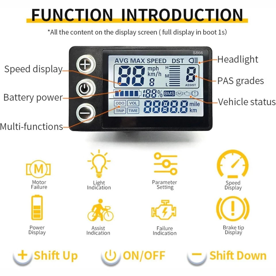 For E-Bike LCD Display 24V/36V/48V Display E-Bicycle MTB Part Electric Bike 2024