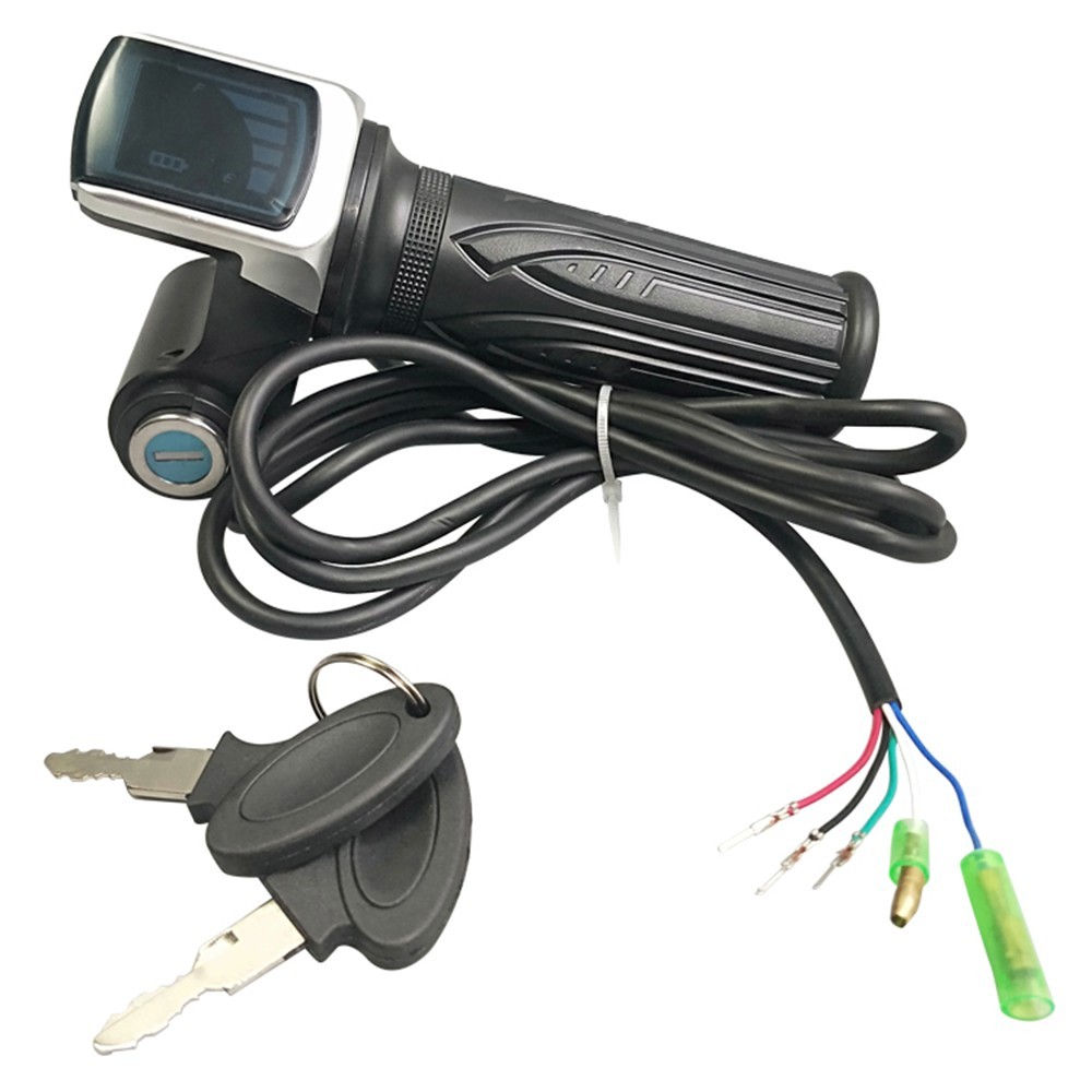 36V 48V 60V Electric Scooter Throttle Grip With Key Lock Power Indicator New