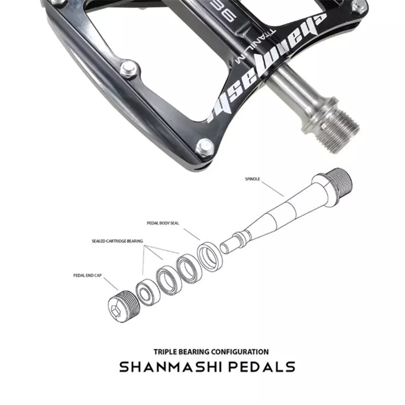SMS Ultralight 9/16″ Titanium Flat Bicycle Pedals MTB Road Bike Pedals 3 Bearing