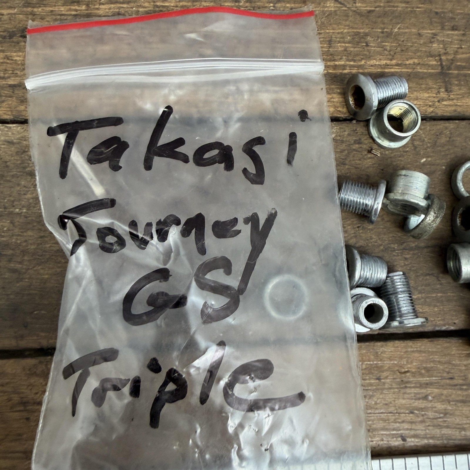 Vintage Takagi Tourney GS Triple Chainring Bolts Nuts Washers Spacers Bike Crank