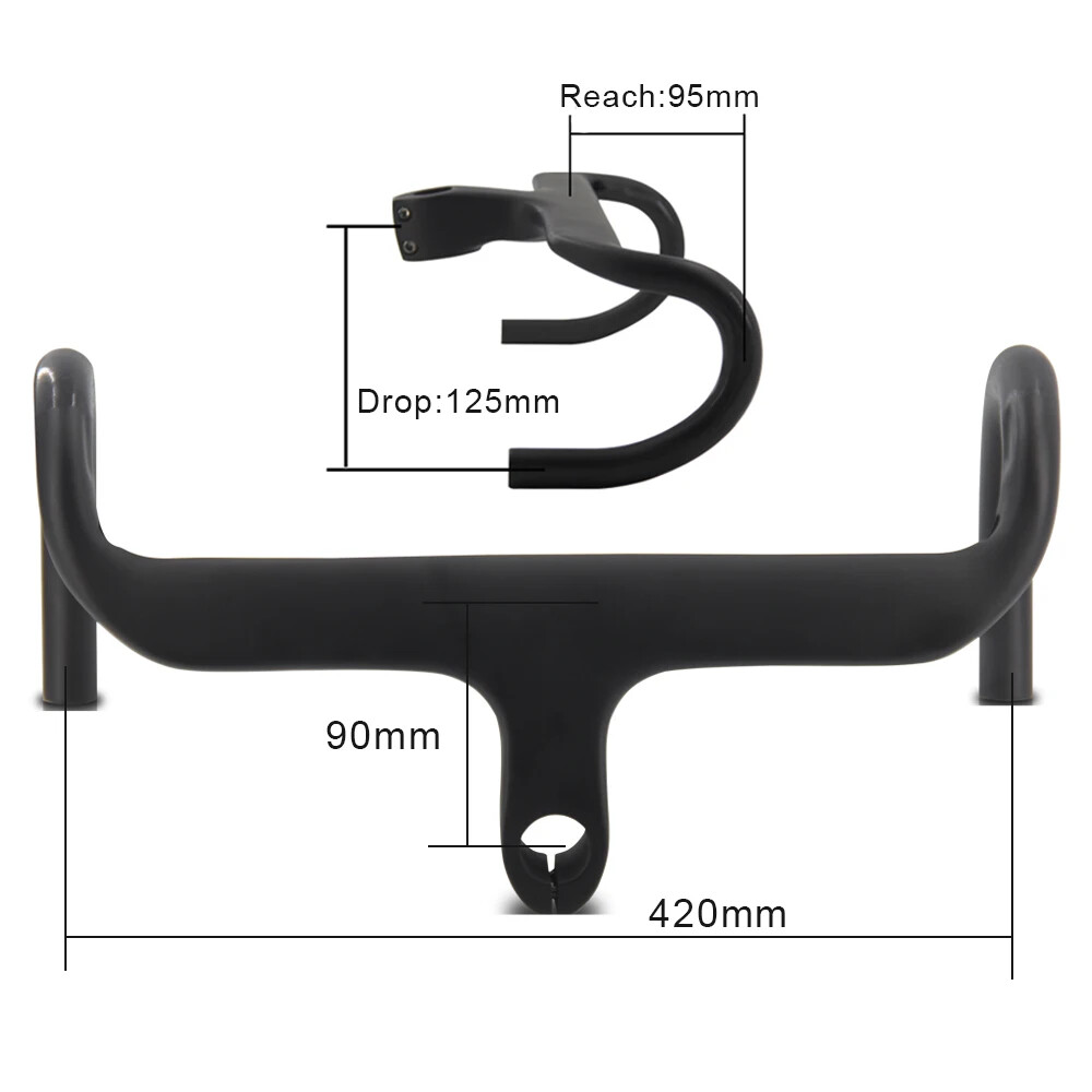 400/420/440mm Carbon Road Racing Bike Integrated Handlebar 1-1/8″ Drop Bar