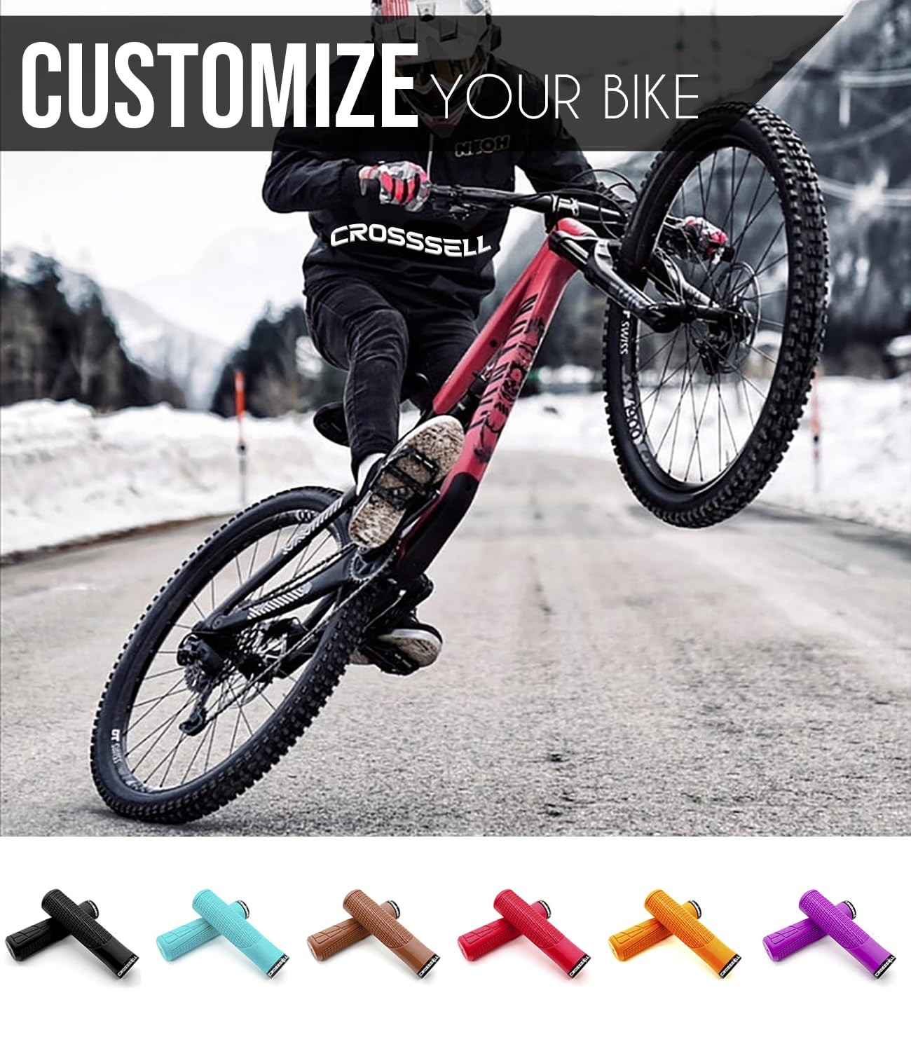 CROSSSELL MTB Grips – Lock-on Bike Handlebar for Standard, Orange
